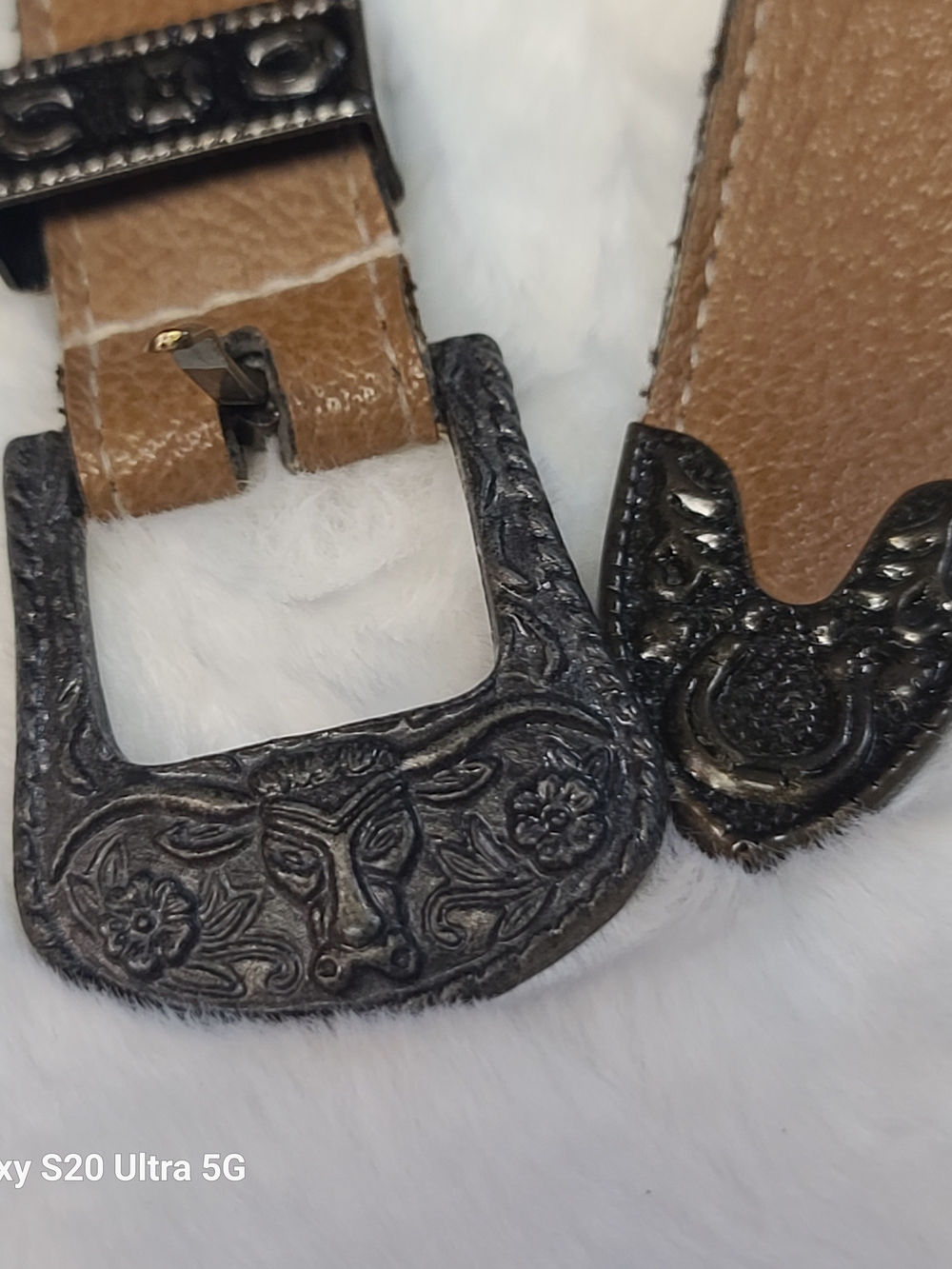 Source Unknown Black  Belt with Ornate Silver-Tone Buckle